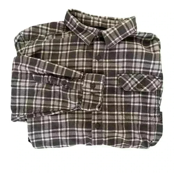 Columbia Men’s XL Plaid Flannel Cotton Gray and White Button Down Shirt - Picture 7 of 7